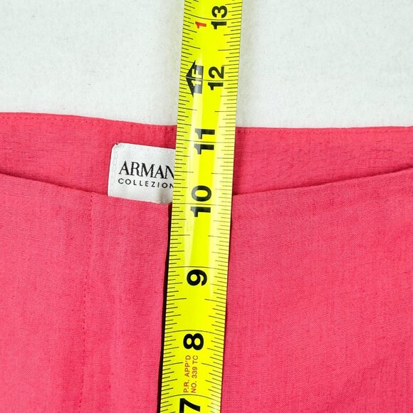 Armani Collezioni Women's Mid Rise 100% Linen Coral Trouser Pants Size 10 - Picture 9 of 10